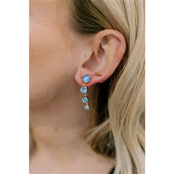 Four Gem Drop Earrings in Blue