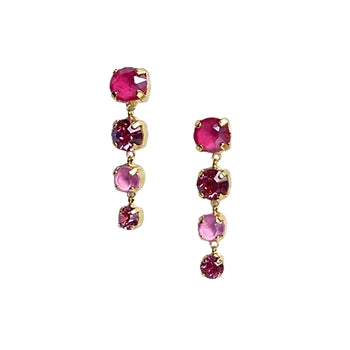 Four Gem Drop Earrings in Pink