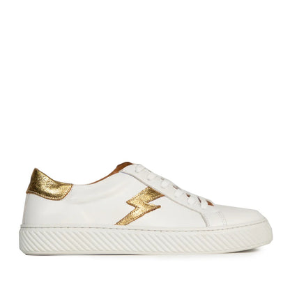 Esska Nola Trainers in White with Gold Bolts