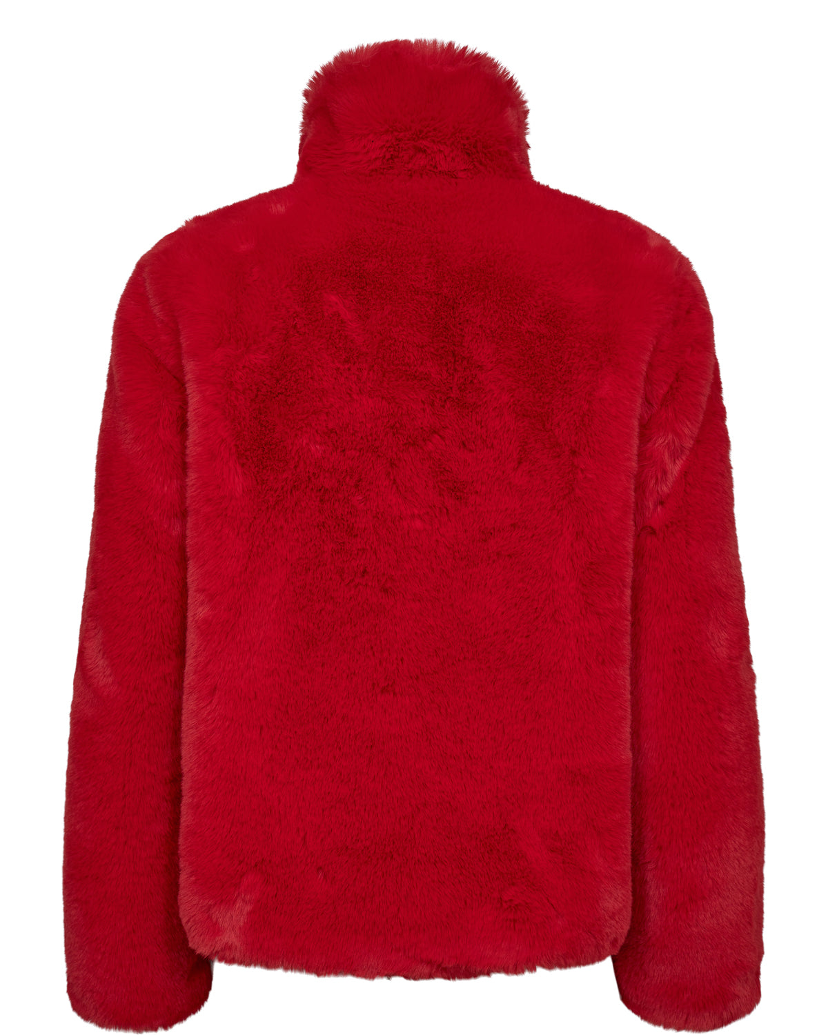 Nümph Nuwinda Faux Fur Short Jacket in High Risk Red