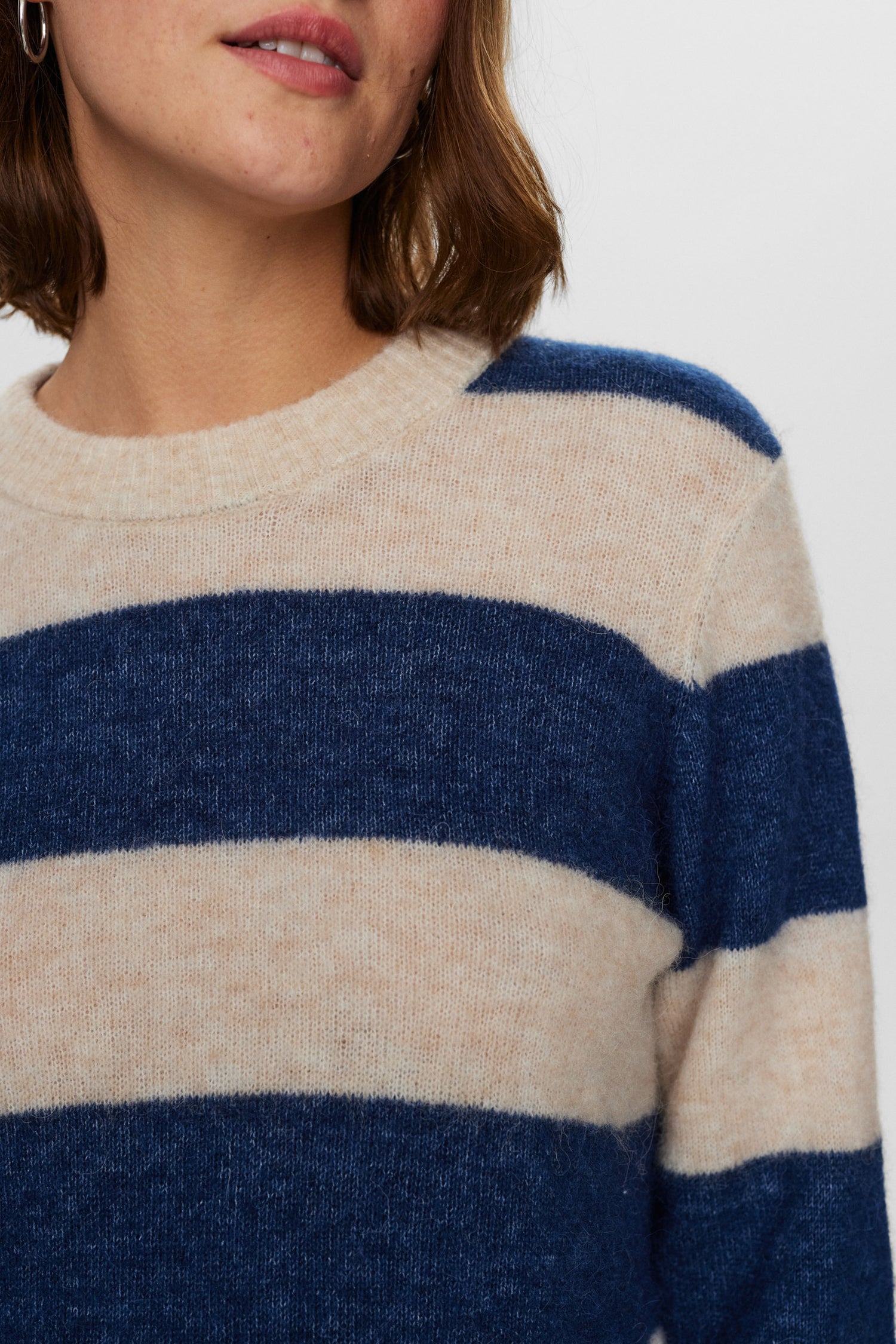 Numph Nuriette Big Stripe Knit in Dress Blue