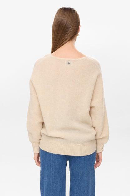 Numph Nuriette V-Neck Knit in Gray Morn
