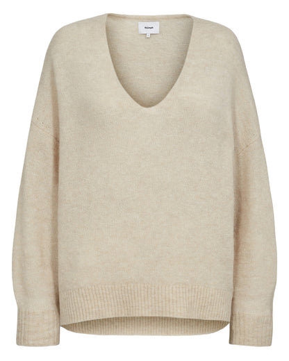 Numph Nuriette V-Neck Knit in Gray Morn