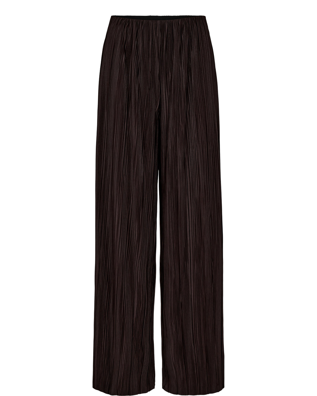 Numph Nucassy Plisse Trouser in Black Coffee Brown