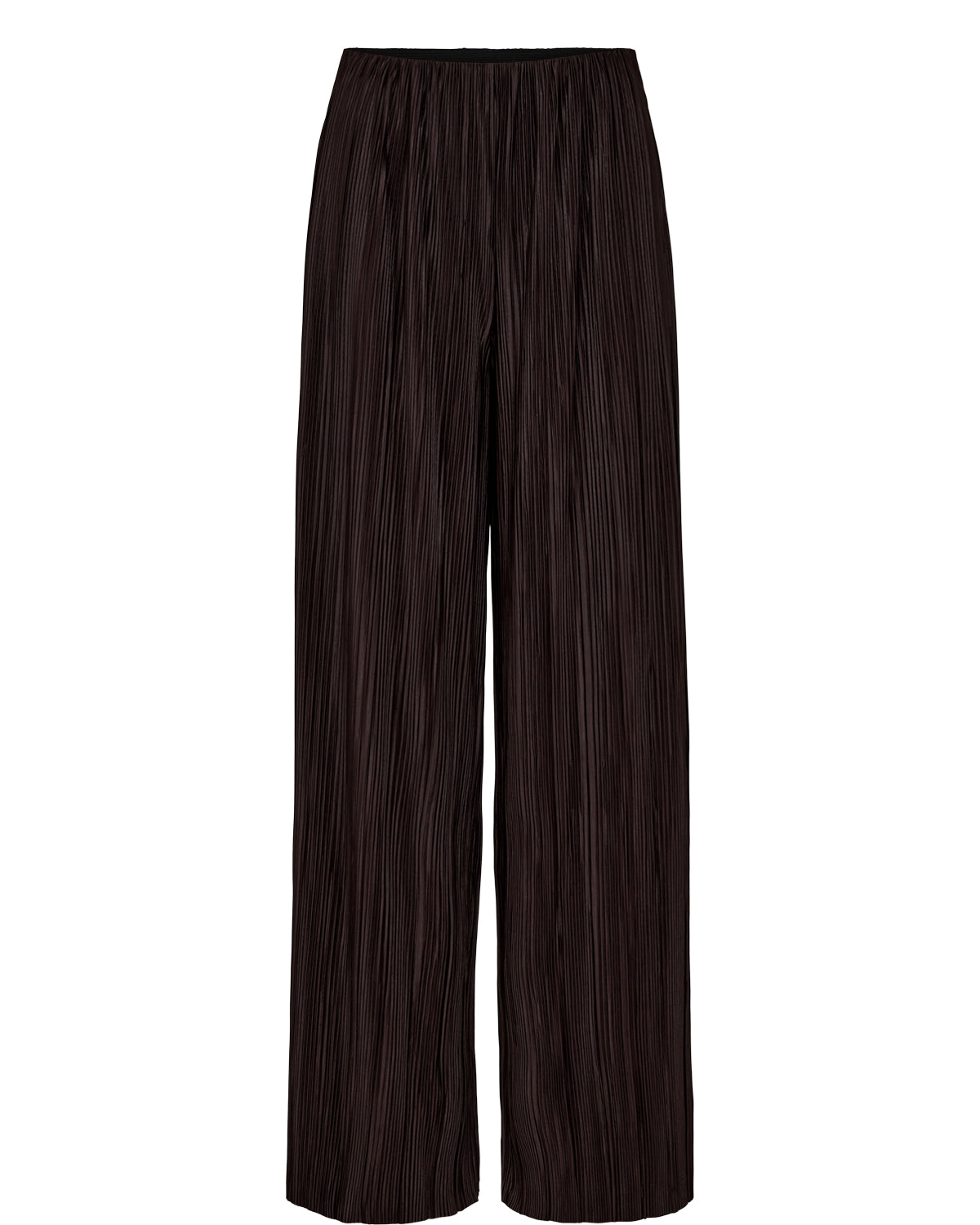 Numph Nucassy Plisse Trouser in Black Coffee Brown