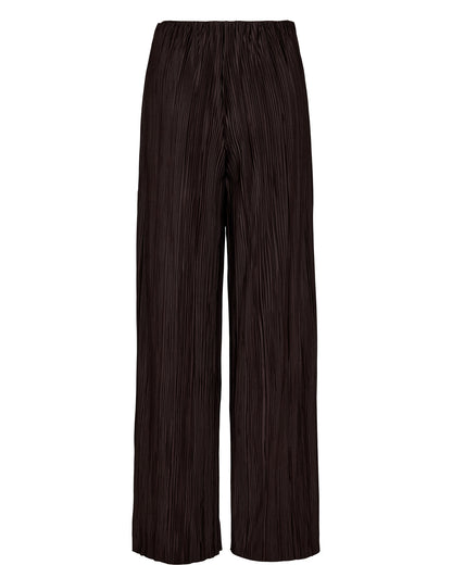 Numph Nucassy Plisse Trouser in Black Coffee Brown