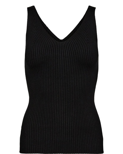 Numph Nucerys Knitted Vest Top in Caviar