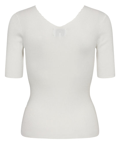 Numph Nuayelet Short Sleeved Knit in Cloud Dancer