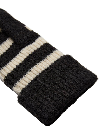 Numph Nudaria Mittens in Caviar Stripe