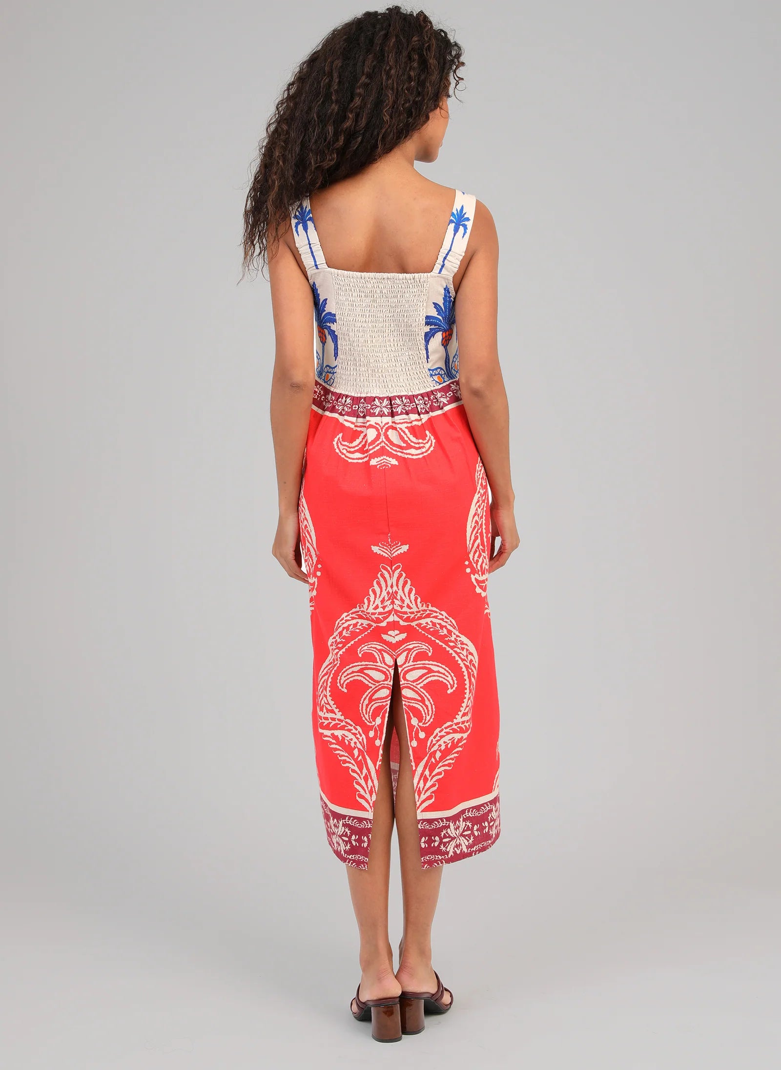 ANGE OLENIE Tivoli Red Midi Dress
