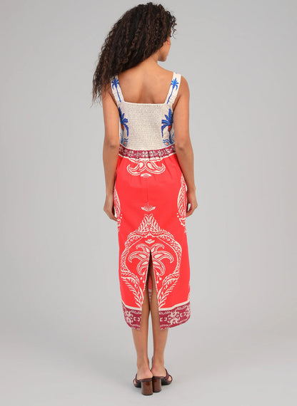 ANGE OLENIE Tivoli Red Midi Dress