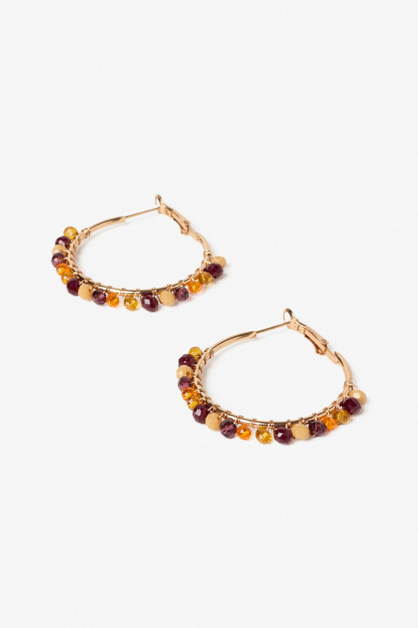 Nekane Mara Gold Hoop Beaded Earrings in Orange