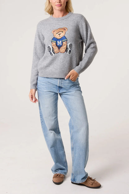 Embroidered Sports Bear Knit Jumper