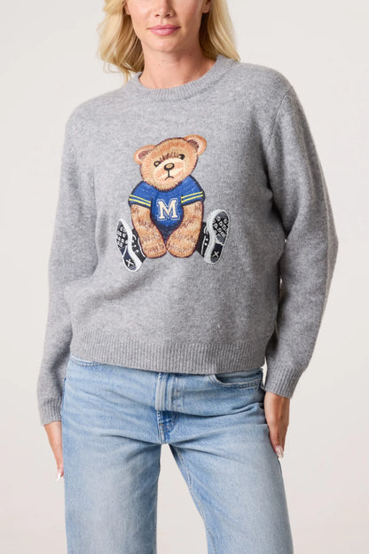 Embroidered Sports Bear Knit Jumper