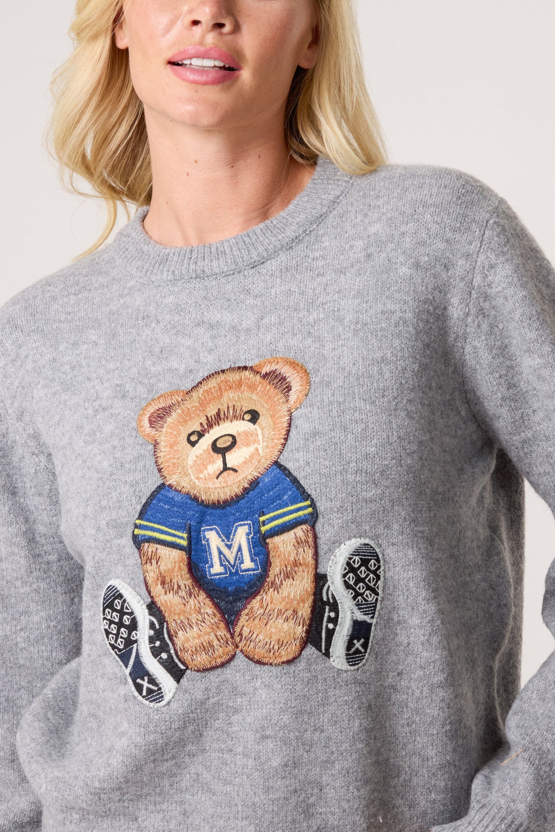 Embroidered Sports Bear Knit Jumper