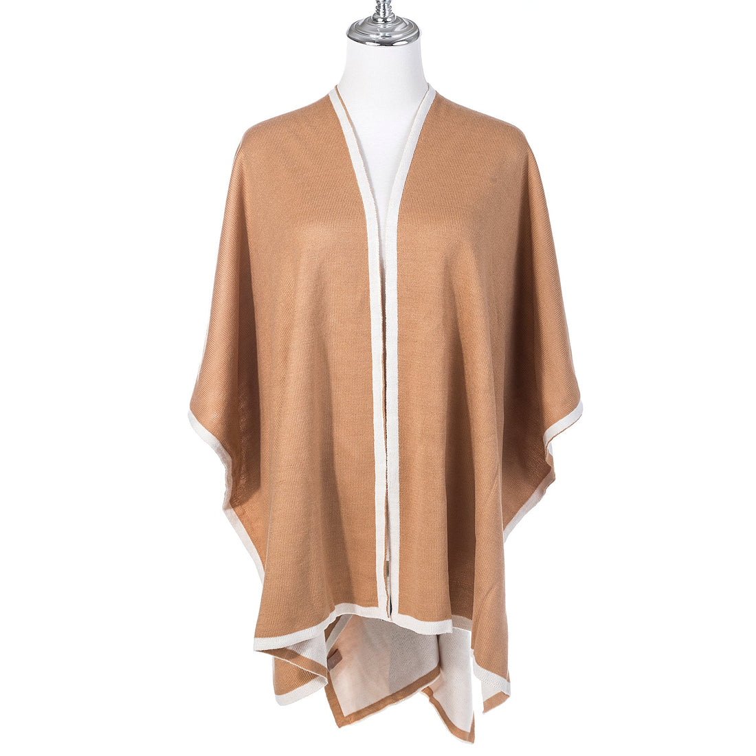 Milan Reversible Poncho Wrap in Cappuccino &amp; Stone
