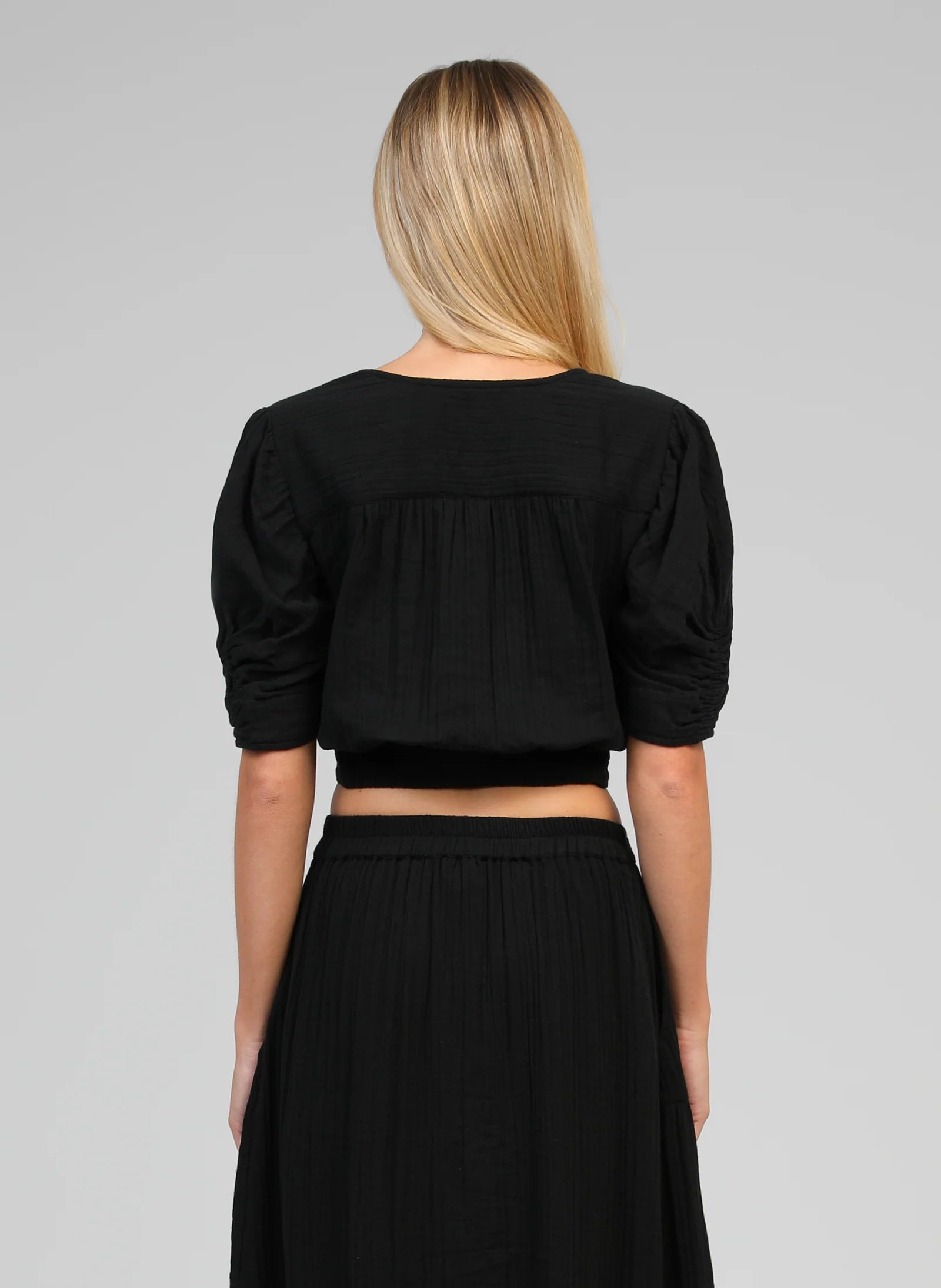 Ange SADOUMA Black Wrap-Around Top