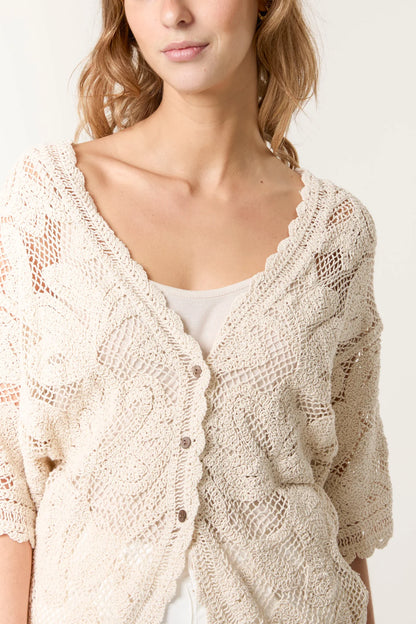 Crochet Leaf Batwing Cardigan one size