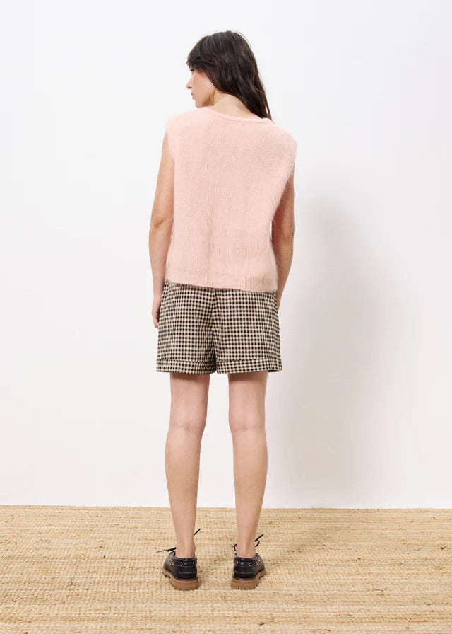 Frnch Meliza Knitted Waistcoat in Pale Rose