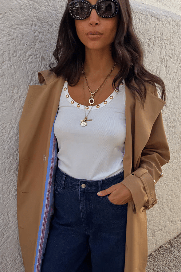 Never Fully Dressed WHITE STUD RIB VEST