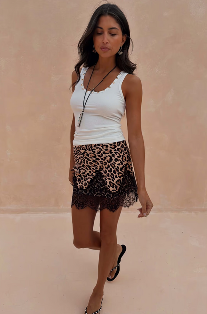 Never Fully Dressed Leopard Lace Mini Maeva Skirt
