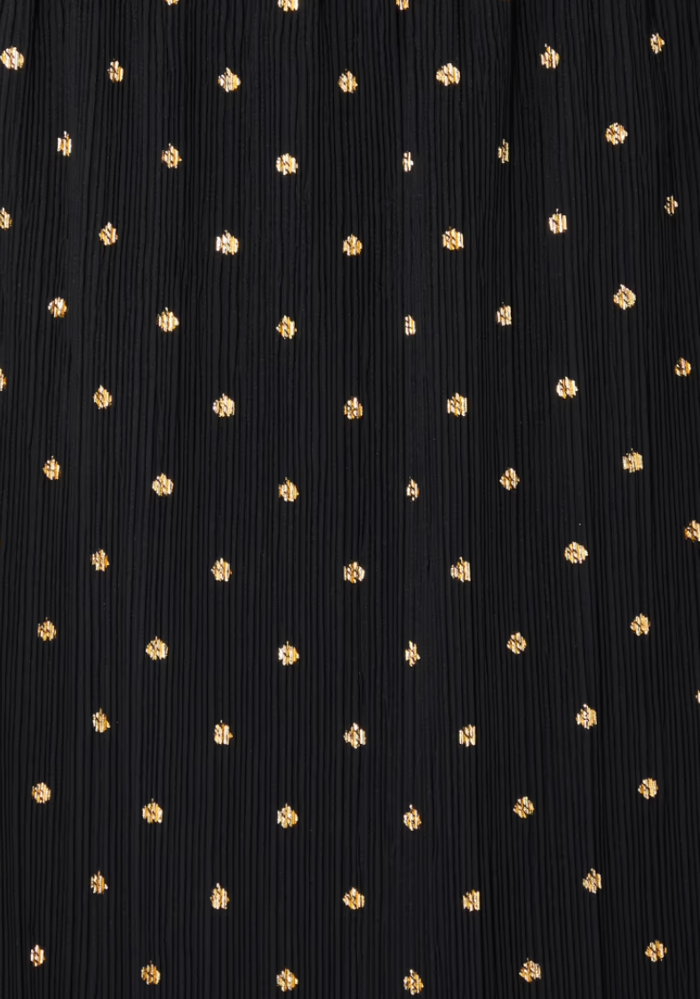 NFD Tilly Plisse Dress in Black with Gold Fleck