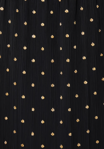 NFD Tilly Plisse Dress in Black with Gold Fleck