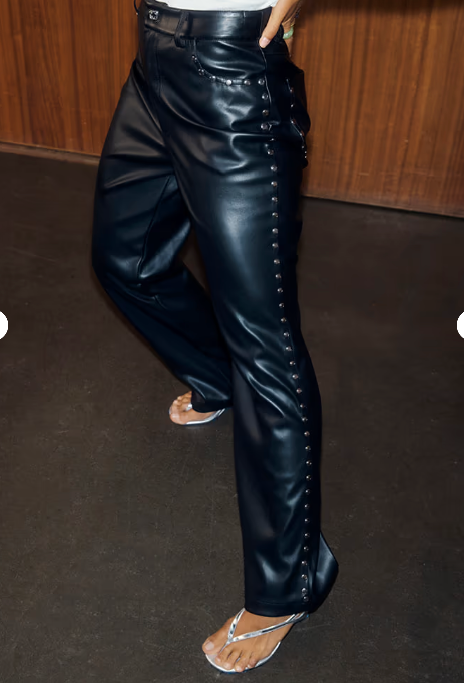 NFD Vegan Leather Studded Trouser in Black