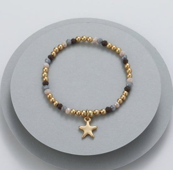 Gracee Beaded Bracelet with Star Charm Gold