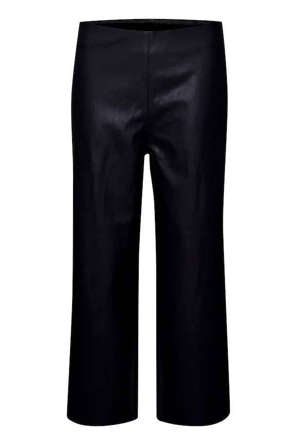 Saint Dowie Leather Wide Leg Faux leather Ankle Pant in Black