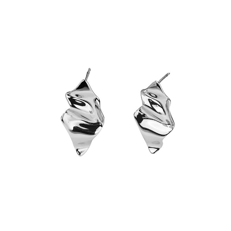 Poppie Molten Drop Stud Earrings in Silver