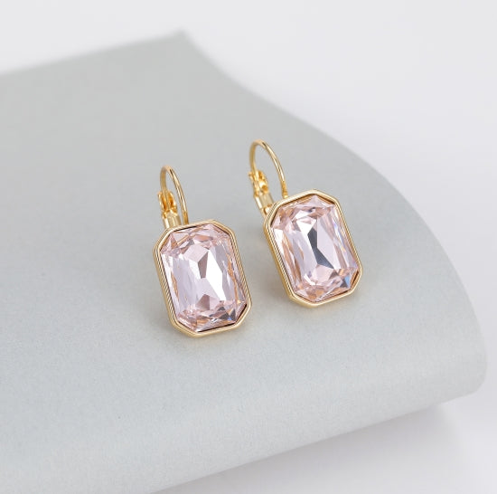 Gracee Pink Stone Drop Earrings Gold