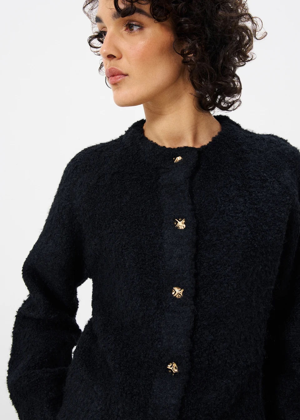 FRNCH Niki Cardigan Jacket in Black Noir