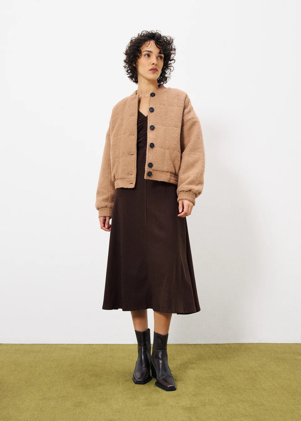 FRNCH Satia Coat Jacket in Biscuit Beige