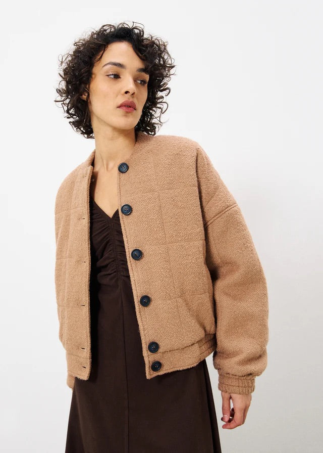 FRNCH Satia Coat Jacket in Biscuit Beige