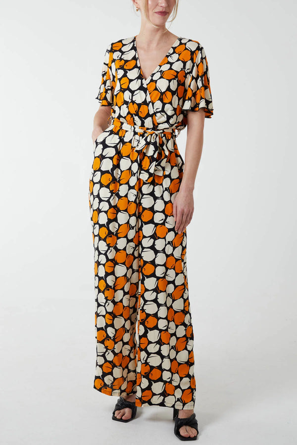 Honeycomb Abstract Print Crossover Jumpsuit