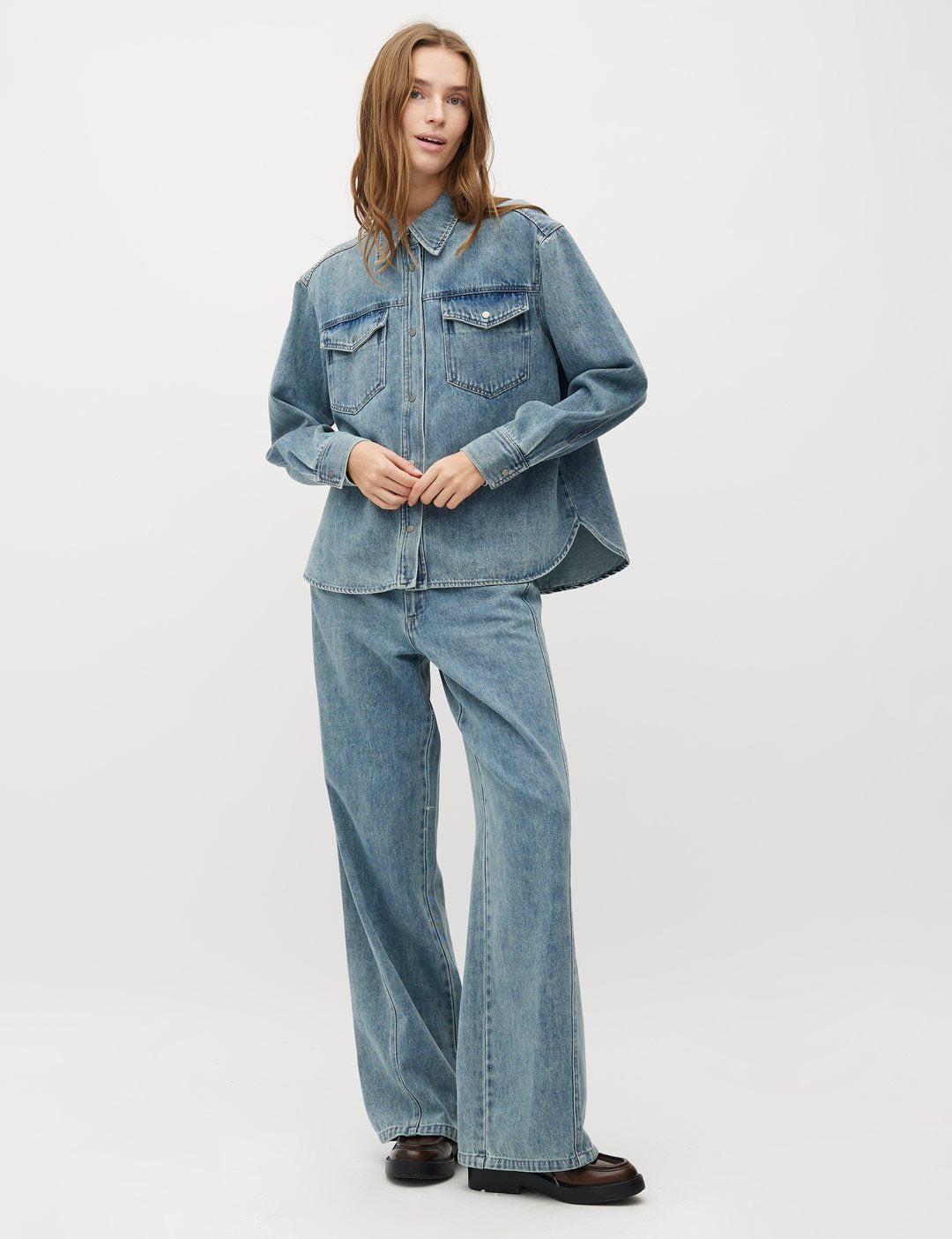MbyM Stellan Katyn Wide Leg Jean in Soft Blue Wash