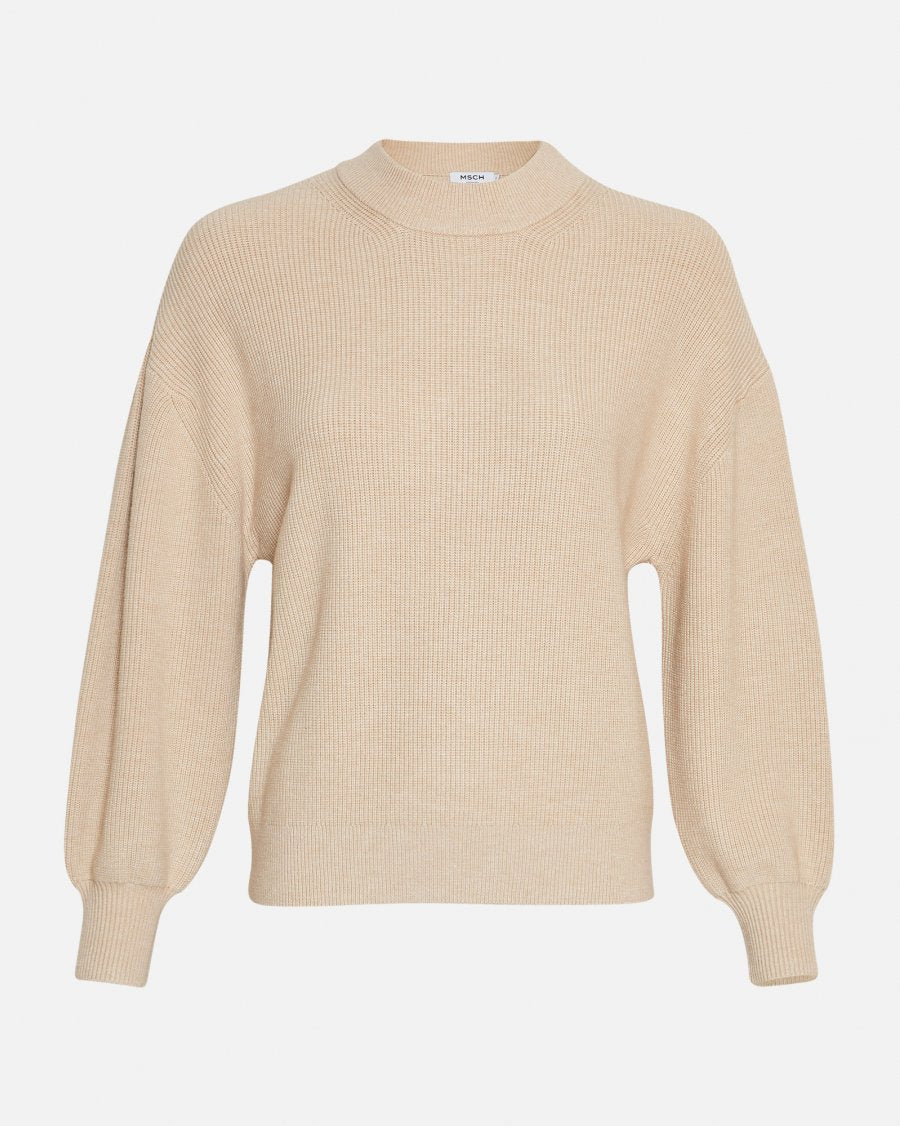 MSCH Acentia Rachelle Ribbed Crew Neck Knit in Oatmeal