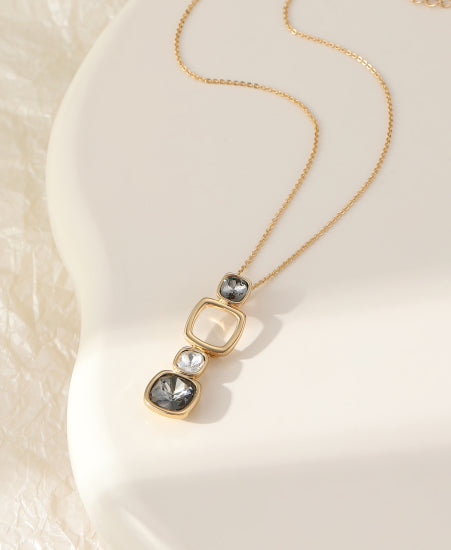 Isabella Gem Squares Necklace in Gold