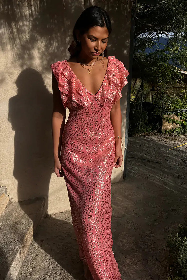 Never Fully Dressed Pink Jaquard Tilda Dress