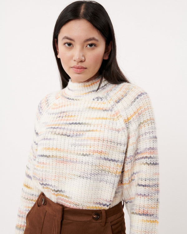 FRNCH Mendy Rollneck Knit in Blanc with Colour Mix