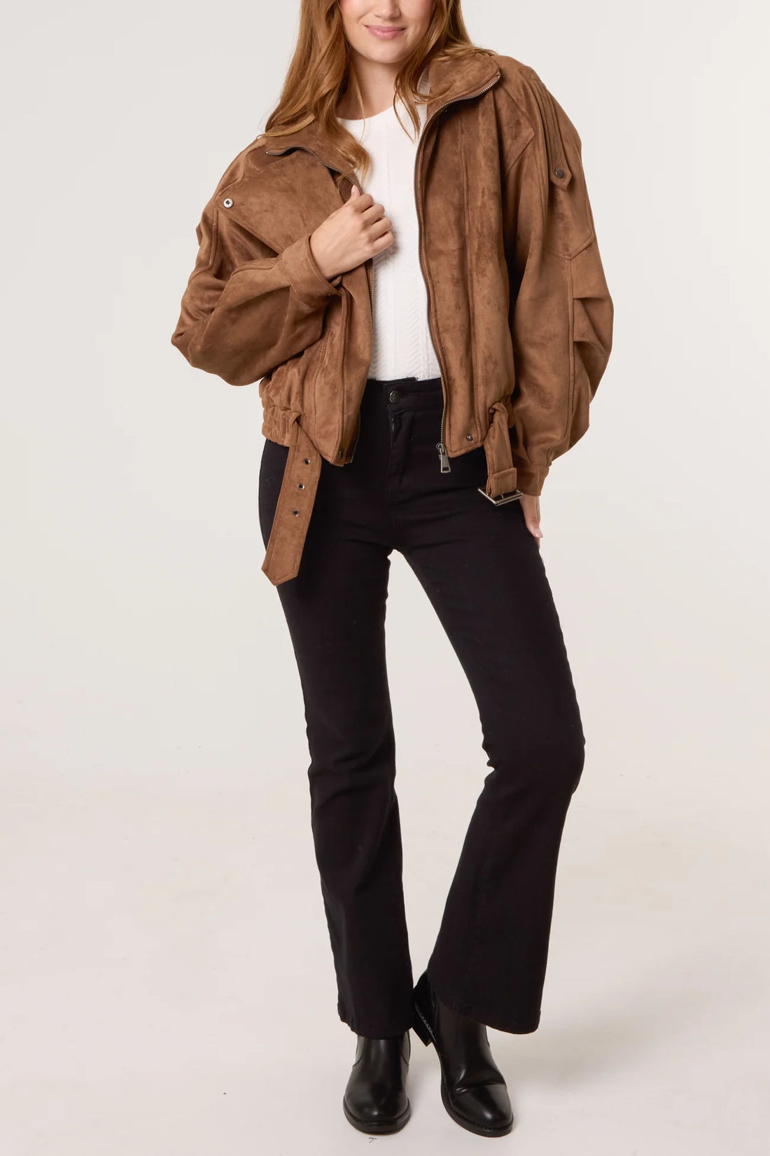 Faux Suede Biker Jacket