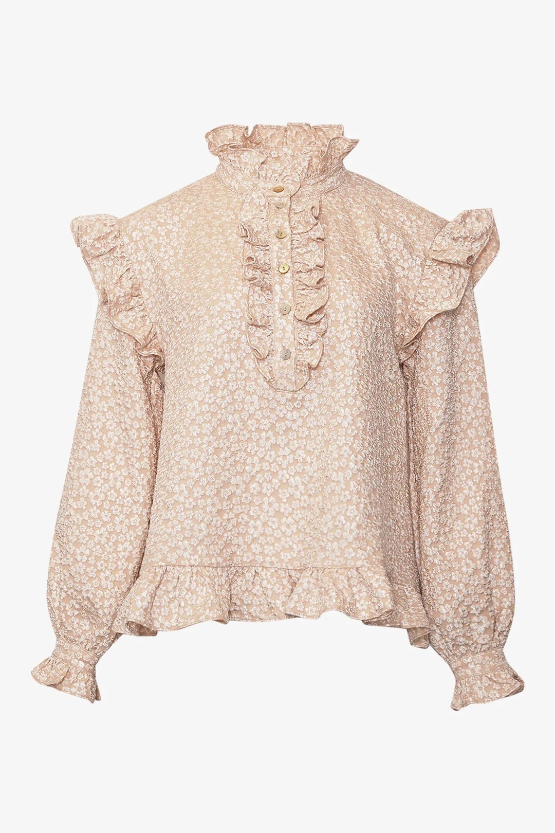 Reno Ruby Ruffle Blouse Oyster