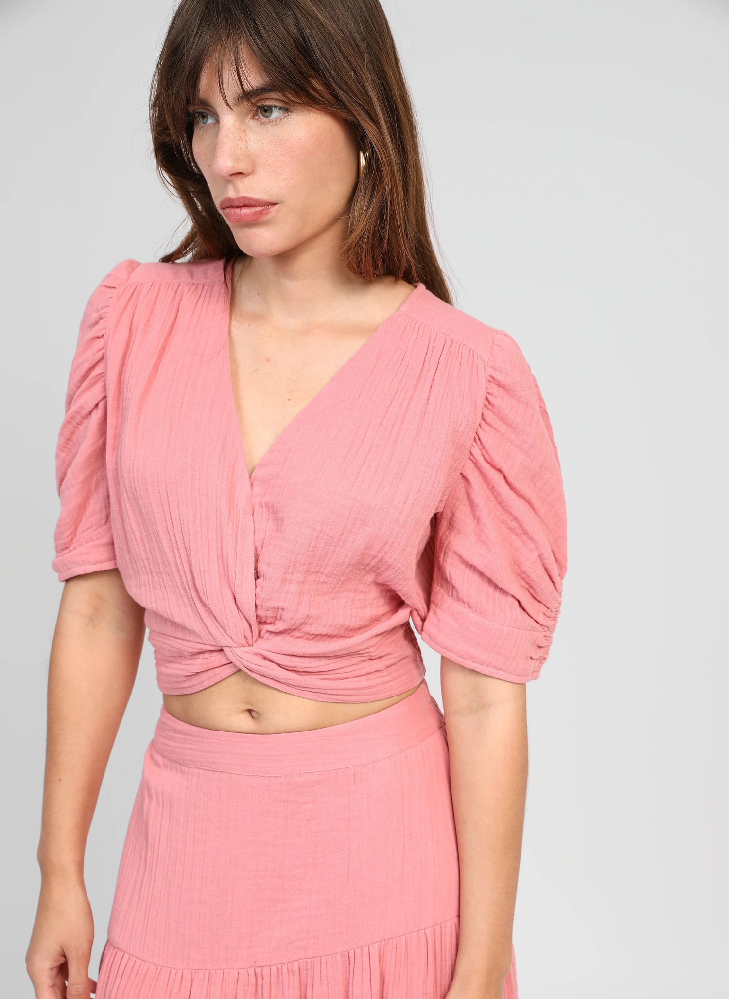 Ange SADOUMA Pink Wrap-Around Top