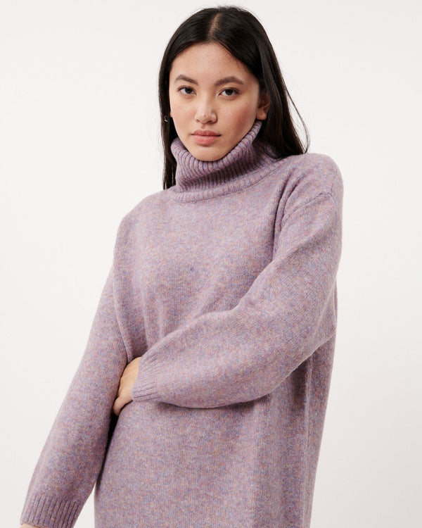 FRNCH Taylor Rollneck Knitted Jumper Dress in Lilas