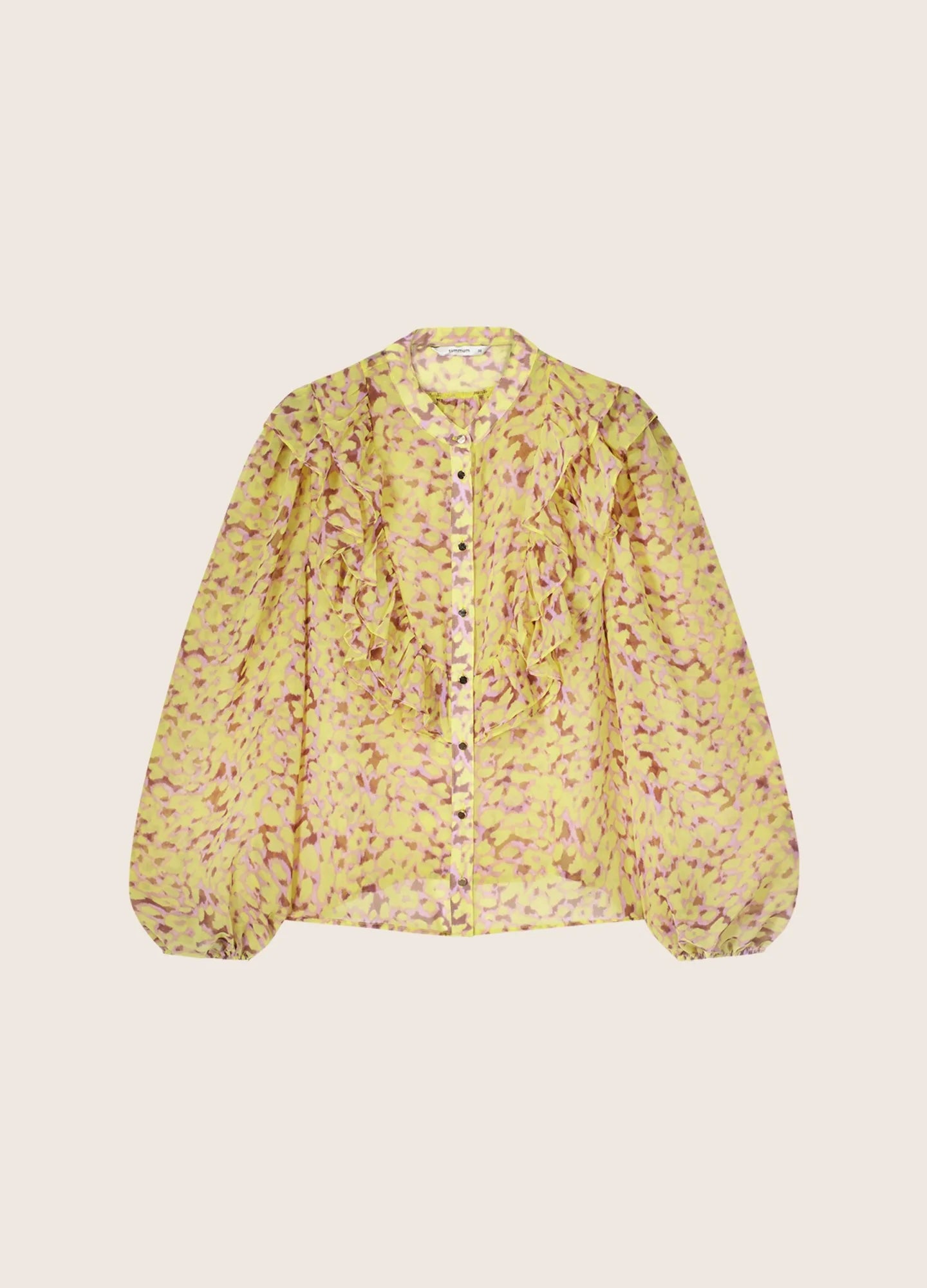 Summum Woman Yellow Printed Ruffle Blouse