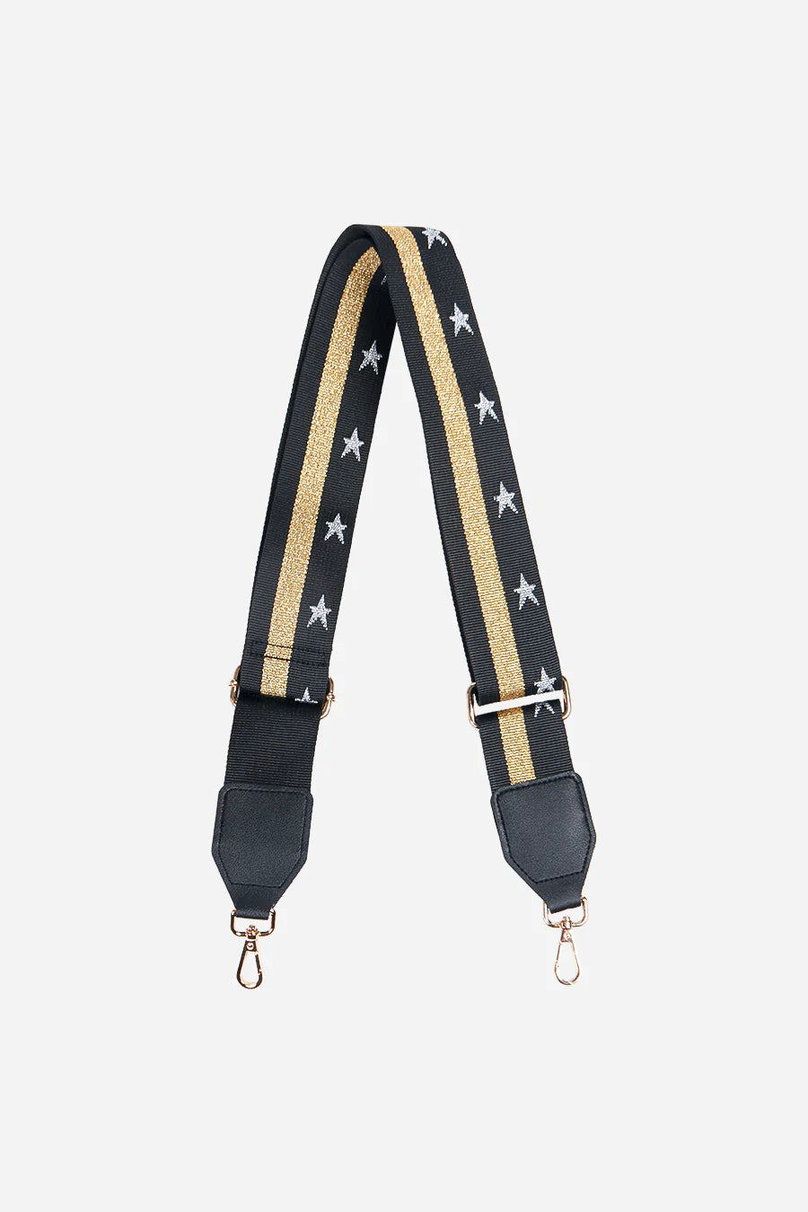Crossbody Bag Strap in Black Gold Stars &amp; Stripes