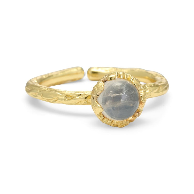 PURE By Nat Gold Adjustable Ring With Moonstone Gemstone