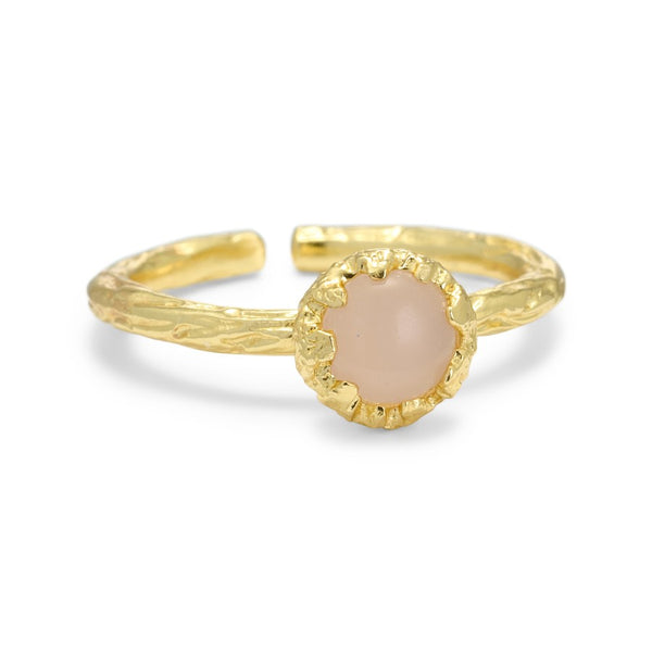 PURE By Nat Gold Adjustable Ring With Rose Gemstone