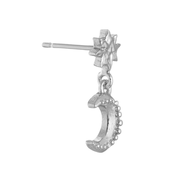 PURE By Nat Earring With Moon Pendant- Silver
